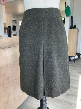 Vintage 100% Wool Wearever Tweed Midi Skirt Olive Green Rainbow Fleck Small